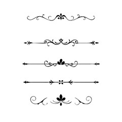 Fototapeta premium Set of Vintage decorative lines. text dividers. Line border. Lines separators, Borders, Vintage dividers, Underline elements. Vector illustration 