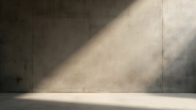 Empty shadow light overlay brown concrete wall room studio background.  AI-generated
