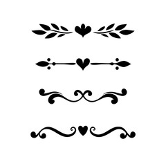 Set of Vintage decorative lines. text dividers. Line border. Lines separators, Borders, Vintage dividers, Underline elements. Vector illustration
