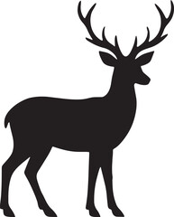 Fototapeta premium Elegant Black Deer Silhouette with Antlers on White Background