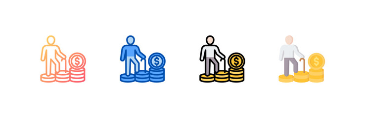 Retirement icon set multiple style collection