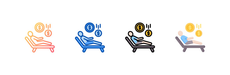 Passive Income icon set multiple style collection