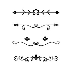 text dividers doodle set. Wedding decorative elements. Divider ornament, borders, floral, vintage line separators. Hand drawn vector illustration isolated on white background. Set page dividers.
