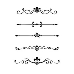 text dividers doodle set. Wedding decorative elements. Divider ornament, borders, floral, vintage line separators. Hand drawn vector illustration isolated on white background. Set page dividers.
