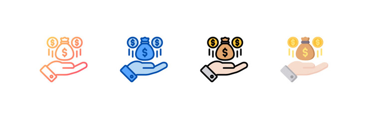 Income icon set multiple style collection