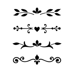 text dividers doodle set. Wedding decorative elements. Divider ornament, borders, floral, vintage line separators. Hand drawn vector illustration isolated on white background. Set page dividers.
