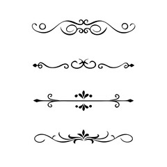 text dividers doodle set. Wedding decorative elements. Divider ornament, borders, floral, vintage line separators. Hand drawn vector illustration isolated on white background. Set page dividers.
