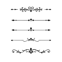 Fototapeta premium text dividers doodle set. Wedding decorative elements. Divider ornament, borders, floral, vintage line separators. Hand drawn vector illustration isolated on white background. Set page dividers. 