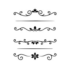 text dividers doodle set. Wedding decorative elements. Divider ornament, borders, floral, vintage line separators. Hand drawn vector illustration isolated on white background. Set page dividers.
