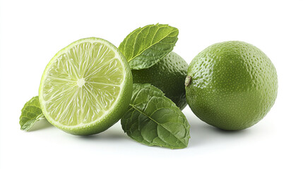 Fresh limes and mint leaves create vibrant, zesty display