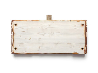 Light wooden rectangular signboard with rough texture and hanging clip, suitable for signage or restaurant menu mockup. Generative AI