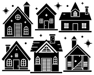 Set of House Icons for Residential and Urban Property Design
