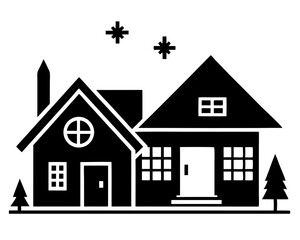 House silhouette and home icon set with various building and property designs
