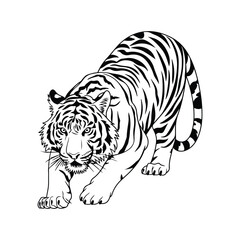 Wild animal Tribal Tiger silhouette vector illustration.