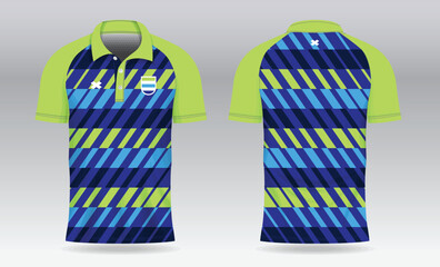 blue light green polo jersey shirt mockup template design for badminton  tennis  soccer  football or sport uniform