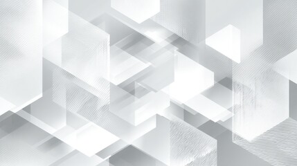 Abstract geometric shapes in light gray and white