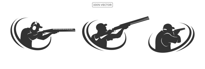 Trap shooting logo design vector illustration set collection pack © Locho99
