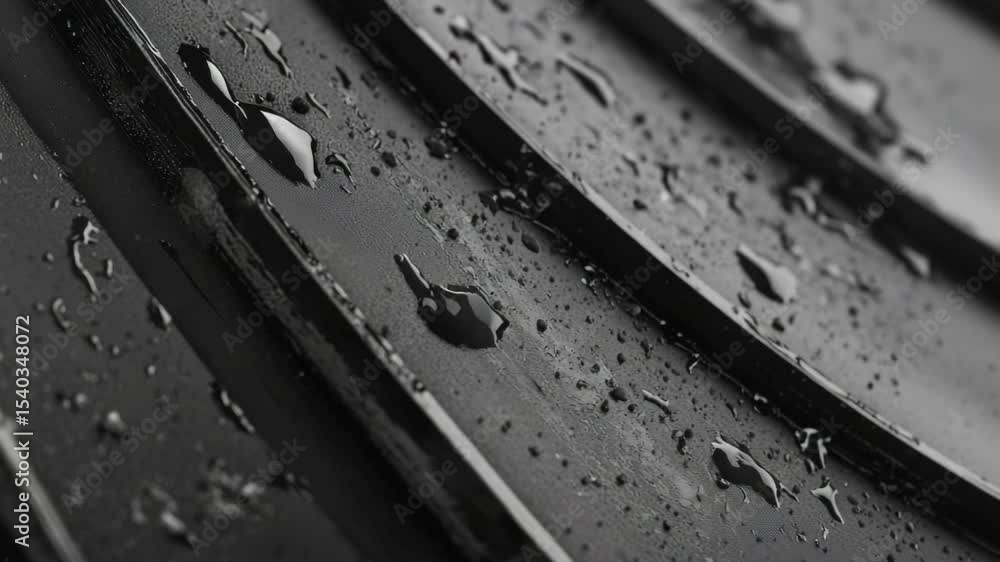 Poster close-up shot of a tire with water droplets on its surface, perfect for using as a background or in 