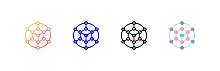 Nanotechnology icon set multiple style collection