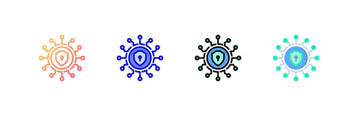 Cybersecurity icon set multiple style collection
