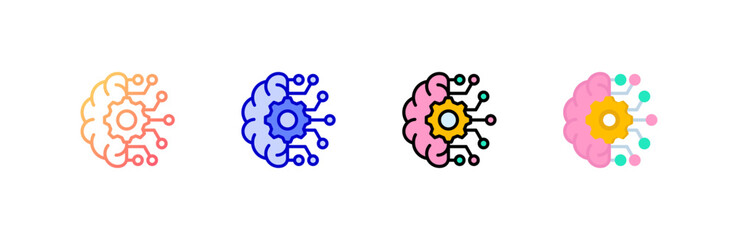 Artificial Intelligence icon set multiple style collection