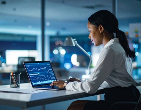 businesswoman working on laptop
