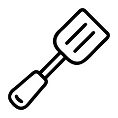 Flat spatula kitchen utensil black vector on transparent background