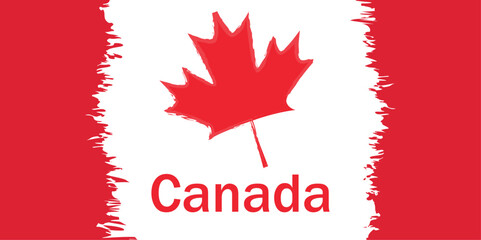 1 July is Happy Canada Day background template with Canada flag line stroke maple leaf. Holiday concept. use to background, banner, placard, card, and poster design