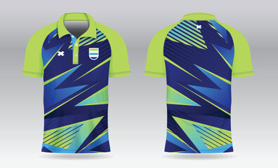blue light green polo jersey shirt mockup template design for badminton  tennis  soccer  football or sport uniform