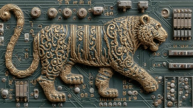 Ancient Chinese Tiger Tally with Circuit Board Fusion for Cybersecurity Awareness