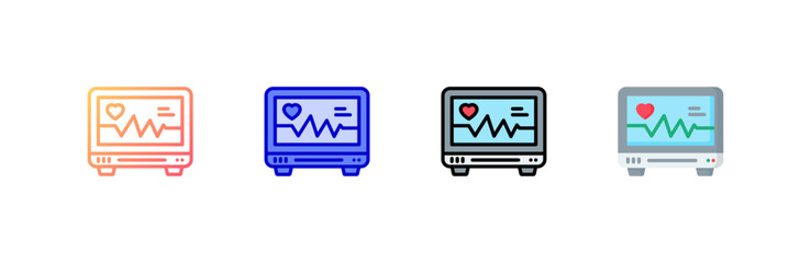 Heart Monitoring icon set multiple style collection