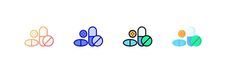 Medicine icon set multiple style collection