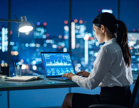 young businesswoman working on laptop