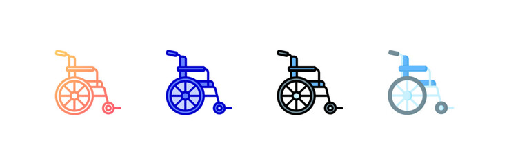 Fototapeta premium Wheelchair icon set multiple style collection