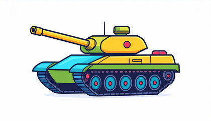 A cute and colorful cartoon tank car with thick outlines and playful comic style-generative AI