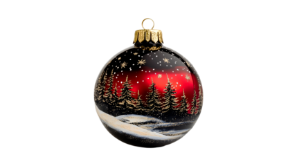Red Christmas Ornament Winter Wonderland Forest Scene