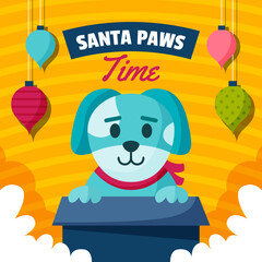 Fototapeta premium Adorable Puppy Celebrates Christmas Santa Paws Time Illustration