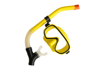 yellow scuba diving mask isolated on a white background essential gear for underwater exploration, snorkeling, and diving adventures. Perfect for content, marine activities