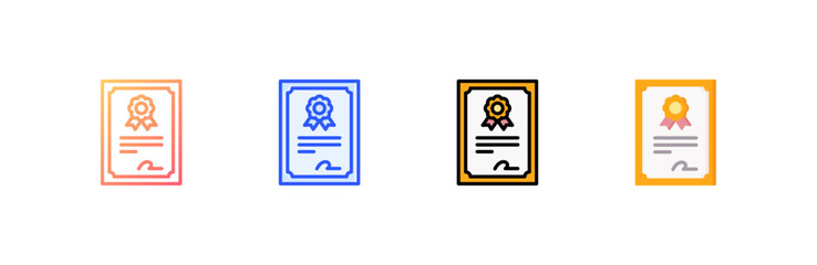 Certificate icon set multiple style collection
