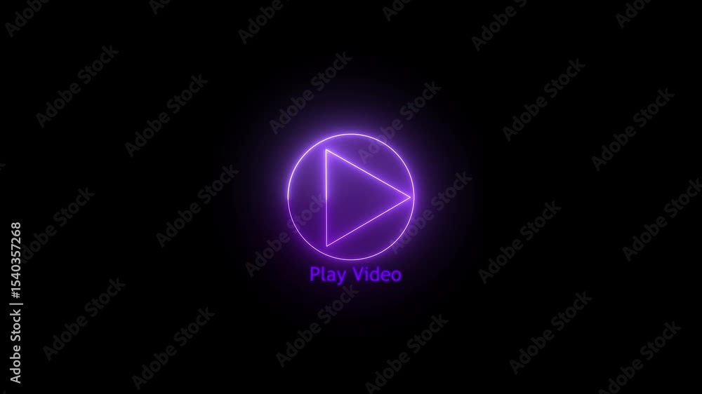 Poster video, audio neon play button icon animation. glowing play button animation.play button animation, n