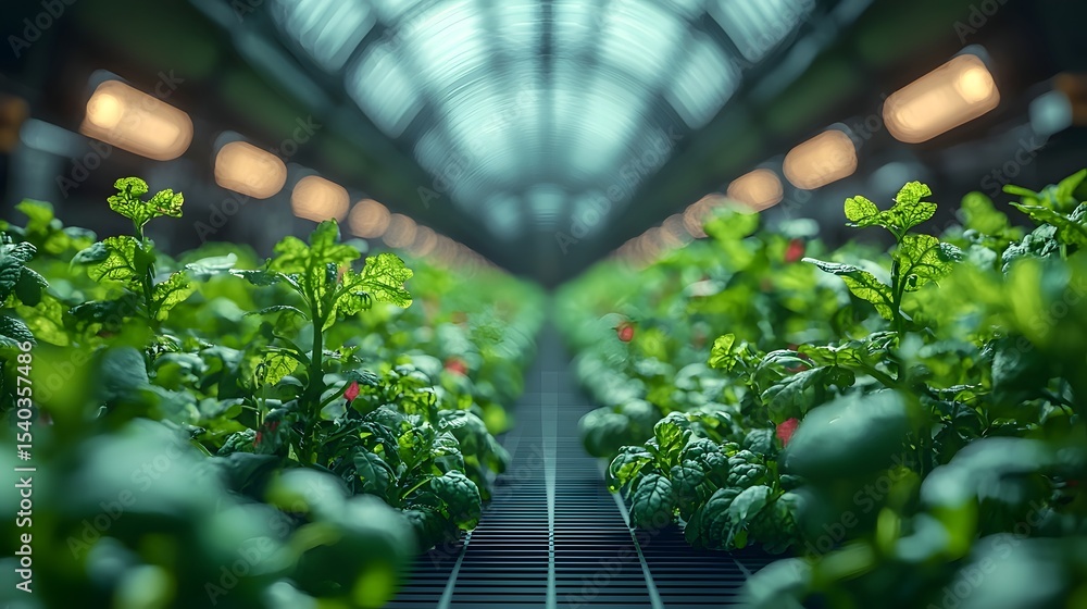 Poster a futuristic self sustaining farm with automated irrigation systems