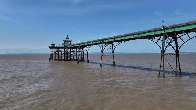 A low flight towards the Victorian Pier head from Clevedon.&nbsp; Aerial