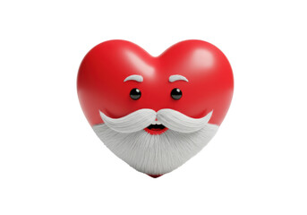 Isolated Red Heart with Santa Claus Face