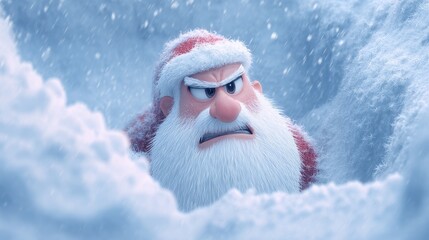 Grumpy Santa Trapped in a Blizzard A Christmas Illustration