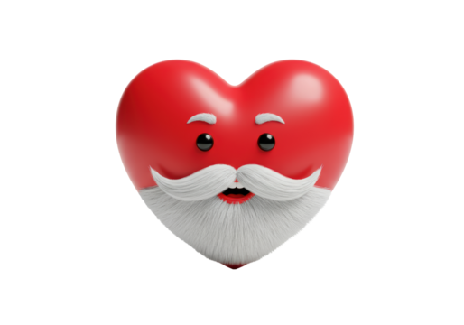 Isolated Red Heart with Santa Claus Face - Powered by Adobe