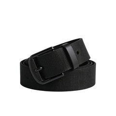 Black canvas belt, isolated object on transparent background
