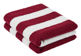 Isolated Folded Red and White Striped Towel