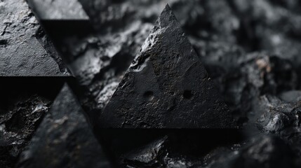Dark, textured triangular shapes, close-up view