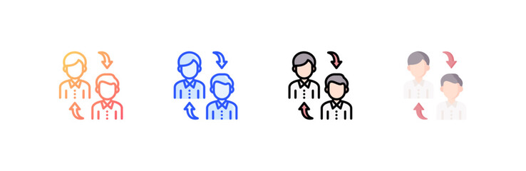 Coaching icon set multiple style collection