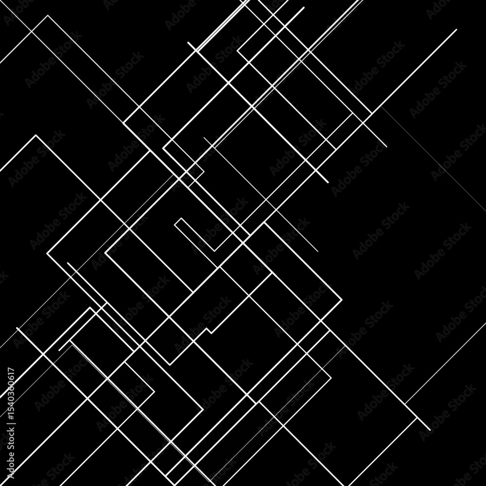 Poster abstract digital patterns in black and white. white lines on a black background. abstract scheme of 